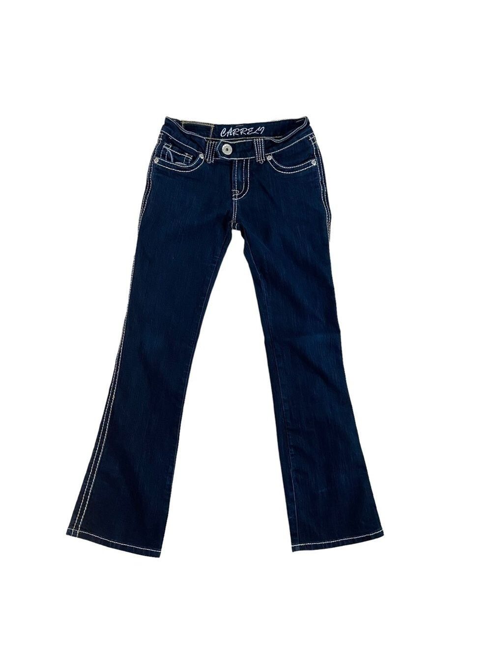 Carreli jeans flap pockets contrasting stitches low rise bootcut straight leg 27